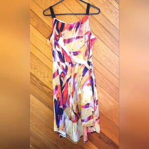 Notations multicolor abstract sleeveless side tie small dress